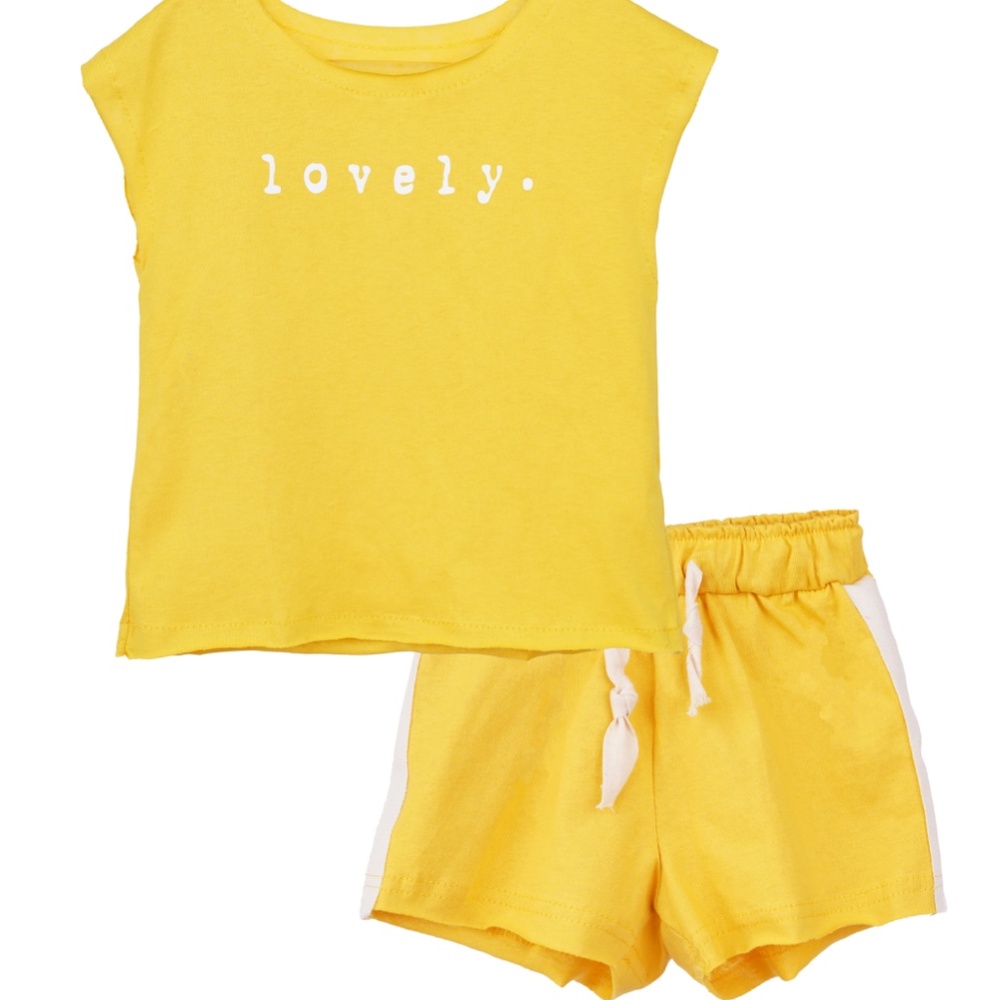 Toddler Girls Lovely Tank Top Shorts Set Yellow